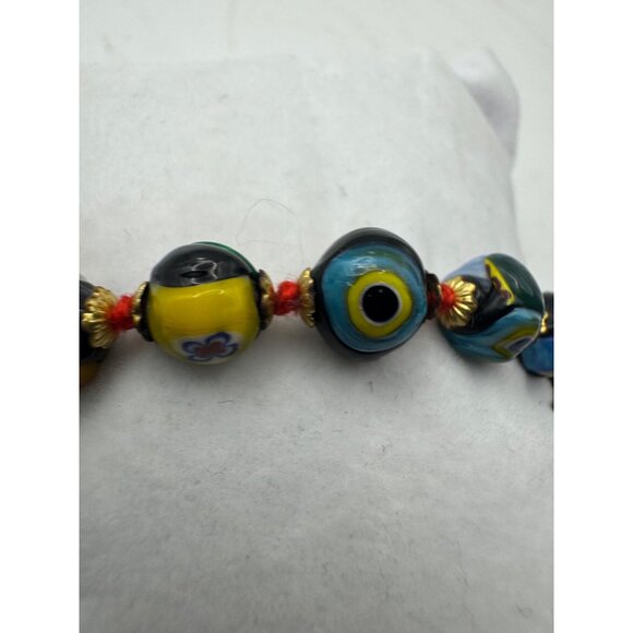Vintage Evil Eye Murano Glass Bead Bracelet Spring Clasp 7" - Picture 2 of 5